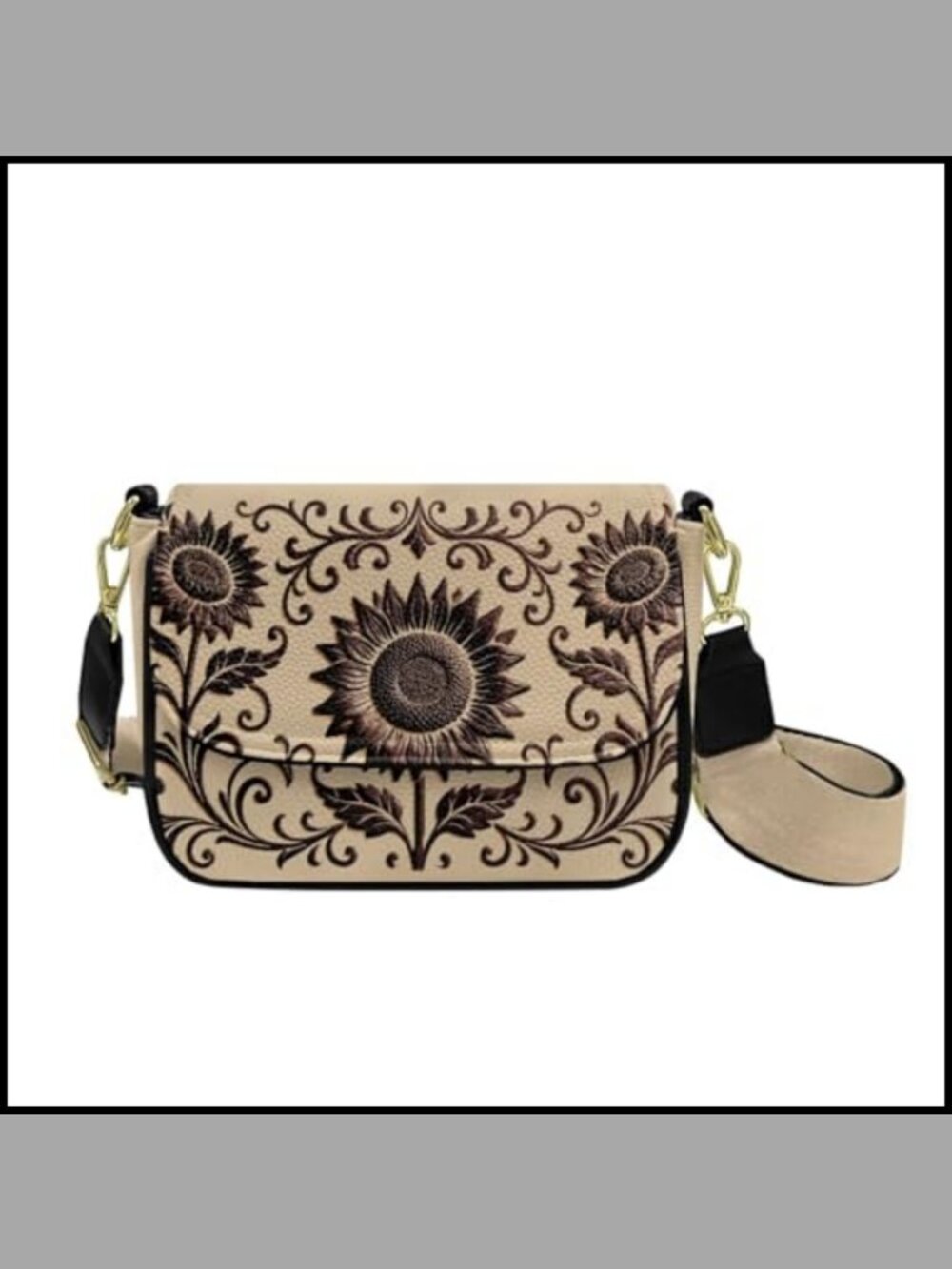 Womens PU Leather Square Crossbody Bag Wide Strap Adjustable Shoulder Purse